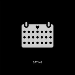 white dating vector icon on black background. modern flat dating from birthday party and wedding concept vector sign symbol can be use for web, mobile and logo.