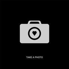 white take a photo vector icon on black background. modern flat take a photo from birthday party and wedding concept vector sign symbol can be use for web, mobile and logo.