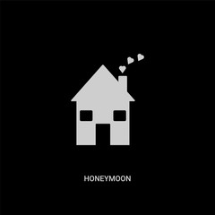 white honeymoon vector icon on black background. modern flat honeymoon from birthday party and wedding concept vector sign symbol can be use for web, mobile and logo.