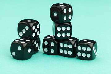 Gaming dices on blue background. Game concept.