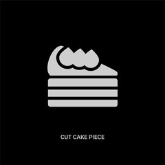 white cut cake piece vector icon on black background. modern flat cut cake piece from bistro and restaurant concept vector sign symbol can be use for web, mobile and logo.
