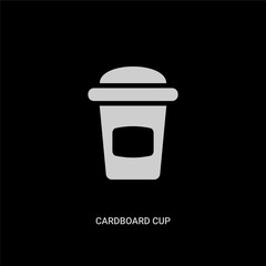 white cardboard cup vector icon on black background. modern flat cardboard cup from bistro and restaurant concept vector sign symbol can be use for web, mobile and logo.