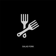 white salad fork vector icon on black background. modern flat salad fork from bistro and restaurant concept vector sign symbol can be use for web, mobile and logo.