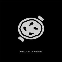 white paella with parwns vector icon on black background. modern flat paella with parwns from bistro and restaurant concept vector sign symbol can be use for web, mobile and logo.