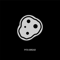 white pita bread vector icon on black background. modern flat pita bread from bistro and restaurant concept vector sign symbol can be use for web, mobile and logo.