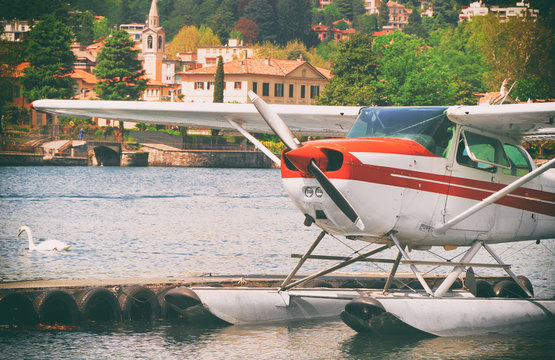 Floatplane or seaplane on Como lake.