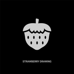 white strawberry drawing vector icon on black background. modern flat strawberry drawing from bistro and restaurant concept vector sign symbol can be use for web, mobile and logo.