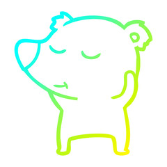 cold gradient line drawing happy cartoon polar bear