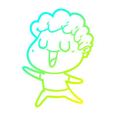 cold gradient line drawing laughing cartoon man
