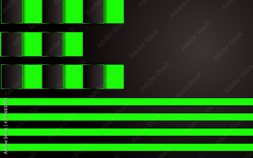 Poster modern abstract background with 3d paper art style texture. contrast color design template green and