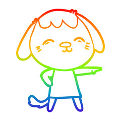 rainbow gradient line drawing happy cartoon dog