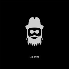 white hipster vector icon on black background. modern flat hipster from blogger and influencer concept vector sign symbol can be use for web, mobile and logo.