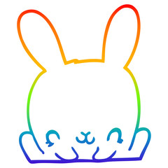rainbow gradient line drawing cartoon rabbit