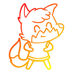 warm gradient line drawing cartoon happy fox