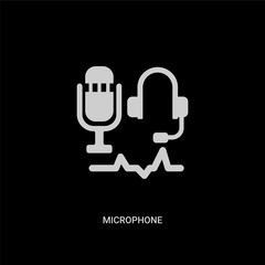 white microphone vector icon on black background. modern flat microphone from blogger and influencer concept vector sign symbol can be use for web, mobile and logo.