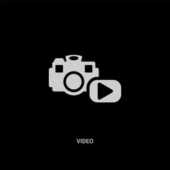 white video vector icon on black background. modern flat video from blogger and influencer concept vector sign symbol can be use for web, mobile and logo.