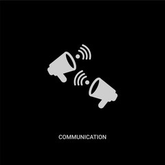 white communication vector icon on black background. modern flat communication from blogger and influencer concept vector sign symbol can be use for web, mobile and logo.