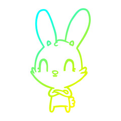 cold gradient line drawing cute cartoon rabbit