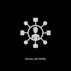 white social network vector icon on black background. modern flat social network from blogger and influencer concept vector sign symbol can be use for web, mobile and logo.