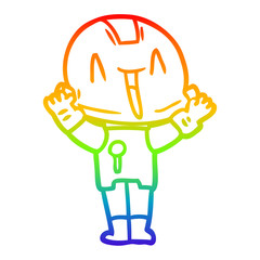 rainbow gradient line drawing cartoon robot