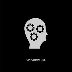 white opportunities vector icon on black background. modern flat opportunities from brain process concept vector sign symbol can be use for web, mobile and logo.