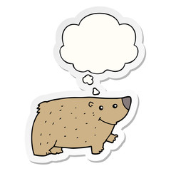 cartoon bear and thought bubble as a printed sticker