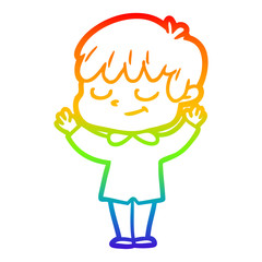 rainbow gradient line drawing cartoon happy boy