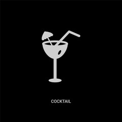 white cocktail vector icon on black background. modern flat cocktail from brazilia concept vector sign symbol can be use for web, mobile and logo.