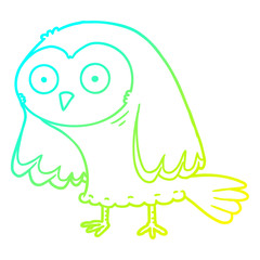 cold gradient line drawing cartoon owl