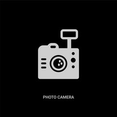 white photo camera vector icon on black background. modern flat photo camera from brazilia concept vector sign symbol can be use for web, mobile and logo.
