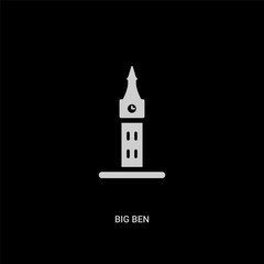 white big ben vector icon on black background. modern flat big ben from buildings concept vector sign symbol can be use for web, mobile and logo.
