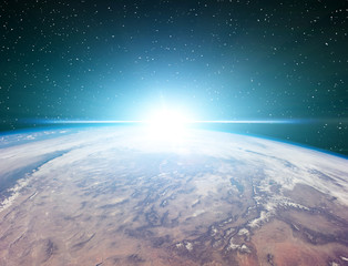 Epic sunrise from space. The elements of this image furnished by NASA.