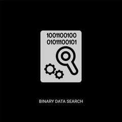 white binary data search vector icon on black background. modern flat binary data search from business and analytics concept vector sign symbol can be use for web, mobile and logo.