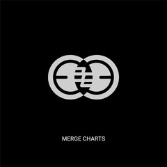 white merge charts vector icon on black background. modern flat merge charts from business and analytics concept vector sign symbol can be use for web, mobile and logo.