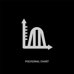 white polygonal chart vector icon on black background. modern flat polygonal chart from business and analytics concept vector sign symbol can be use for web, mobile and logo.