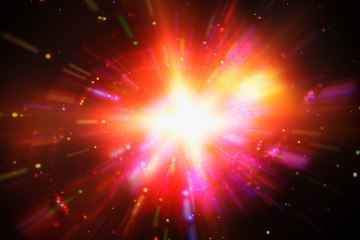 Abstract background of light explosion. Starburst. Sunbeams. The elements of this image furnished by NASA.