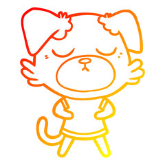 warm gradient line drawing cute cartoon dog