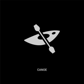 white canoe vector icon on black background. modern flat canoe from camping concept vector sign symbol can be use for web, mobile and logo.