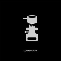 white cooking gas vector icon on black background. modern flat cooking gas from camping concept vector sign symbol can be use for web, mobile and logo.