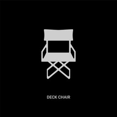Fototapeta premium white deck chair vector icon on black background. modern flat deck chair from camping concept vector sign symbol can be use for web, mobile and logo.