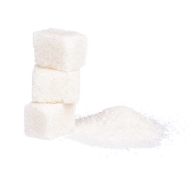 Cubes of sugar isolated on white background