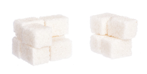 Cubes of sugar isolated on white background