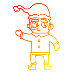 warm gradient line drawing cartoon christmas elf