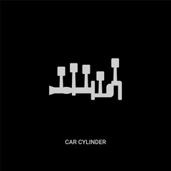 white car cylinder vector icon on black background. modern flat car cylinder from car parts concept vector sign symbol can be use for web, mobile and logo.