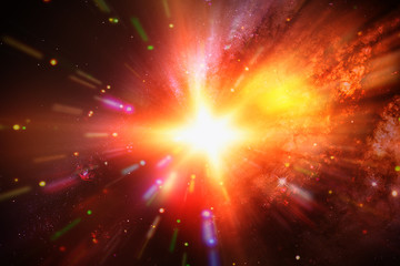 Naklejka premium Abstract background of light explosion. Starburst. Sunbeams. The elements of this image furnished by NASA.