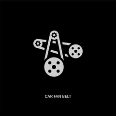 white car fan belt vector icon on black background. modern flat car fan belt from car parts concept vector sign symbol can be use for web, mobile and logo.