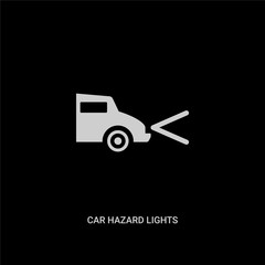 white car hazard lights vector icon on black background. modern flat car hazard lights from car parts concept vector sign symbol can be use for web, mobile and logo.