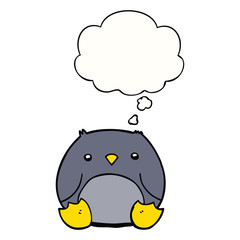 cartoon penguin and thought bubble