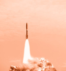 Liftoff of the rocket. The elements of this image furnished by NASA.
