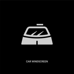 white car windscreen vector icon on black background. modern flat car windscreen from car parts concept vector sign symbol can be use for web, mobile and logo.